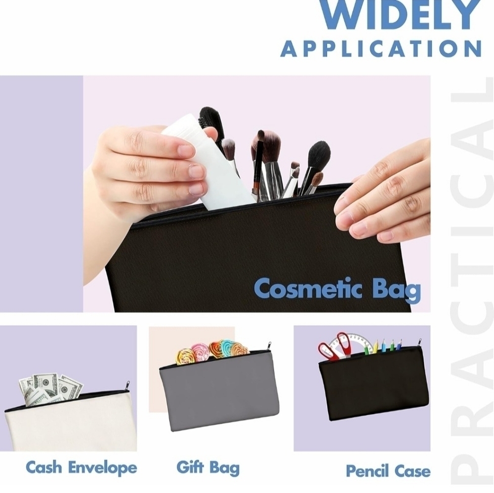 NEW! "WAKE UP AND MAKE UP " CANVAS MAKE UP BAG. - Picture 4 of 4